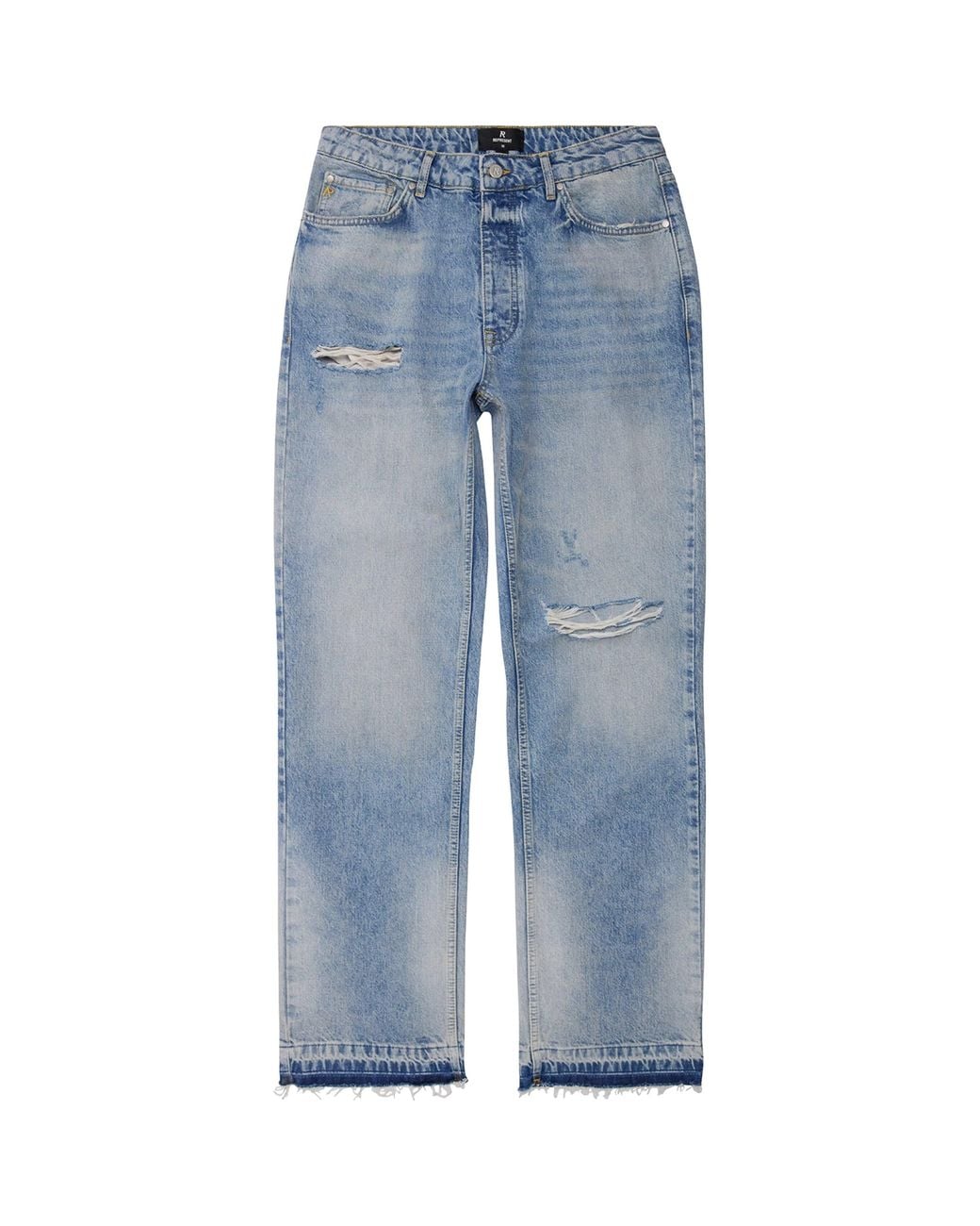 Represent Blue Ripped Heaton Straight Jeans for men
