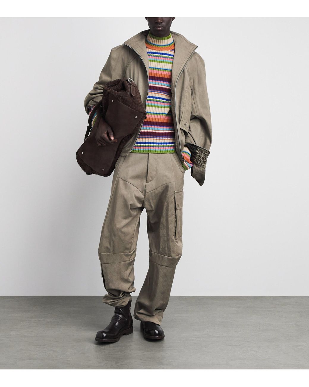 Vivienne Westwood Gray High-Neck Harrington Jacket for men