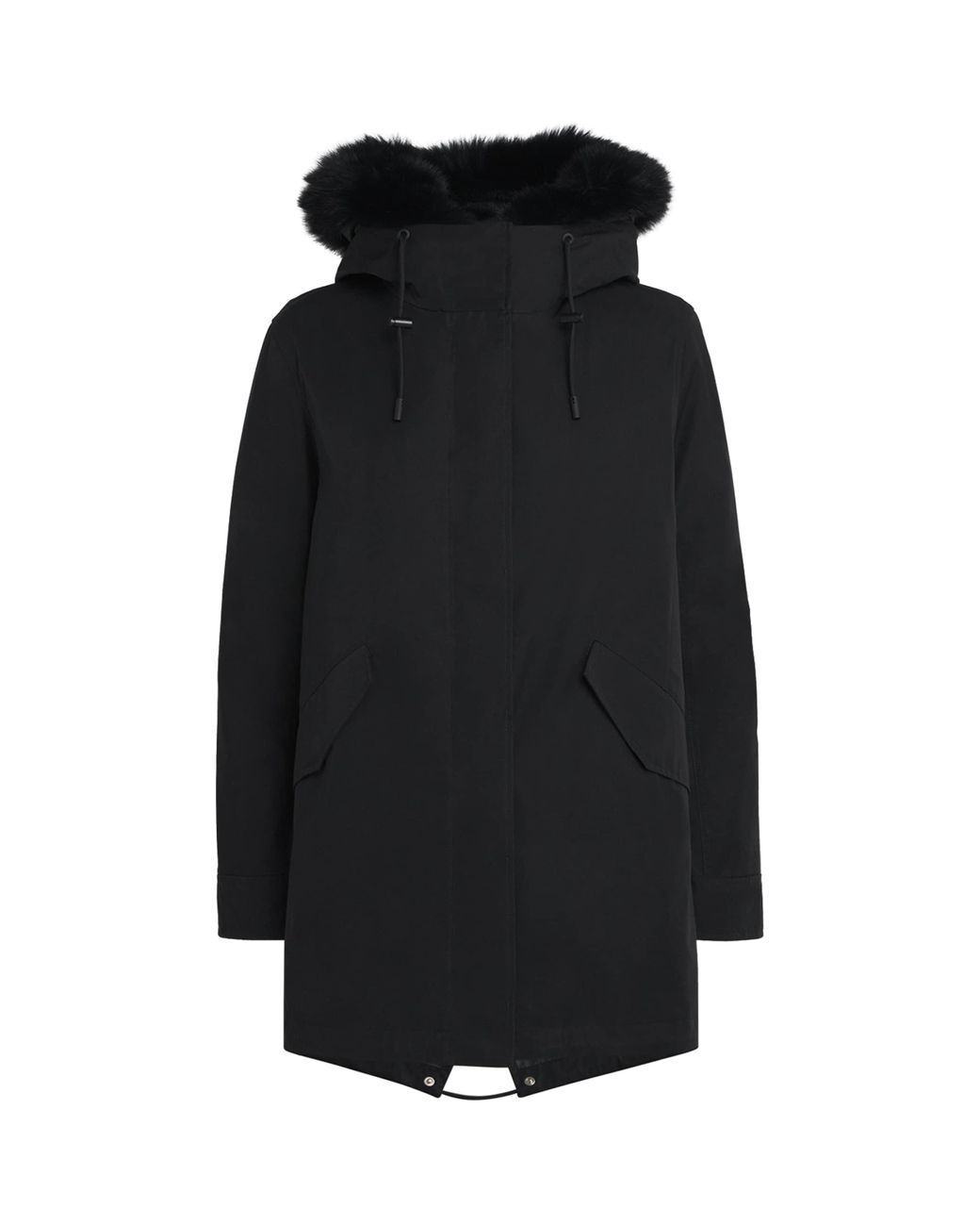 Yves Salomon Black Fox-Rabbit Blended-Cotton Parka