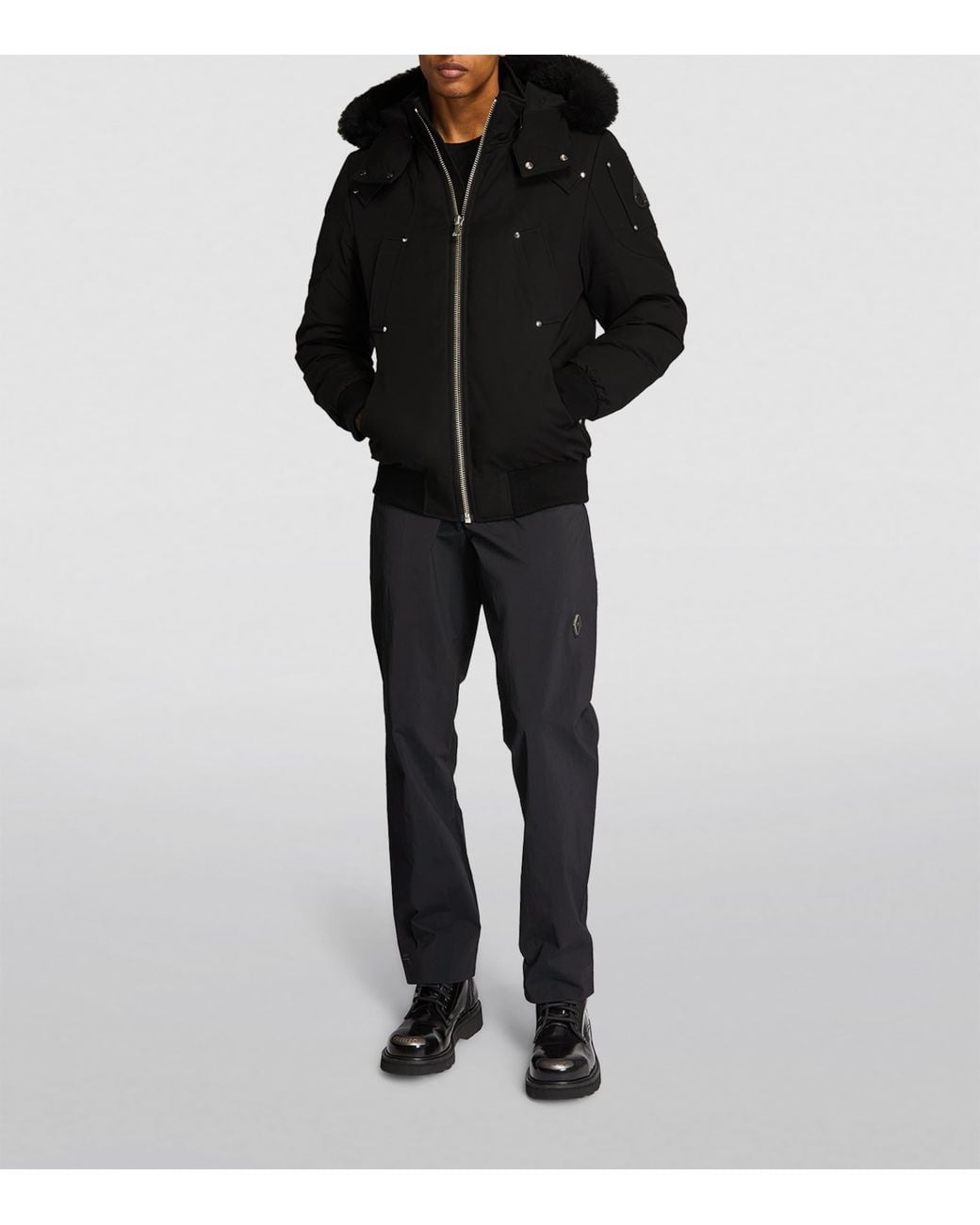 Moose Knuckles Black Down-Filled Bomber Jacket for men