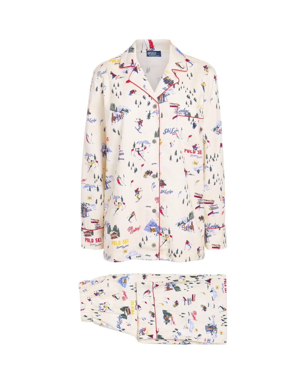 Polo Ralph Lauren White Cotton Ski Long-Sleeve Pyjama Set