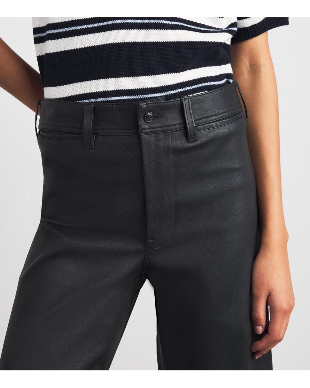Polo Ralph Lauren Black Leather Beaton Flared Trousers