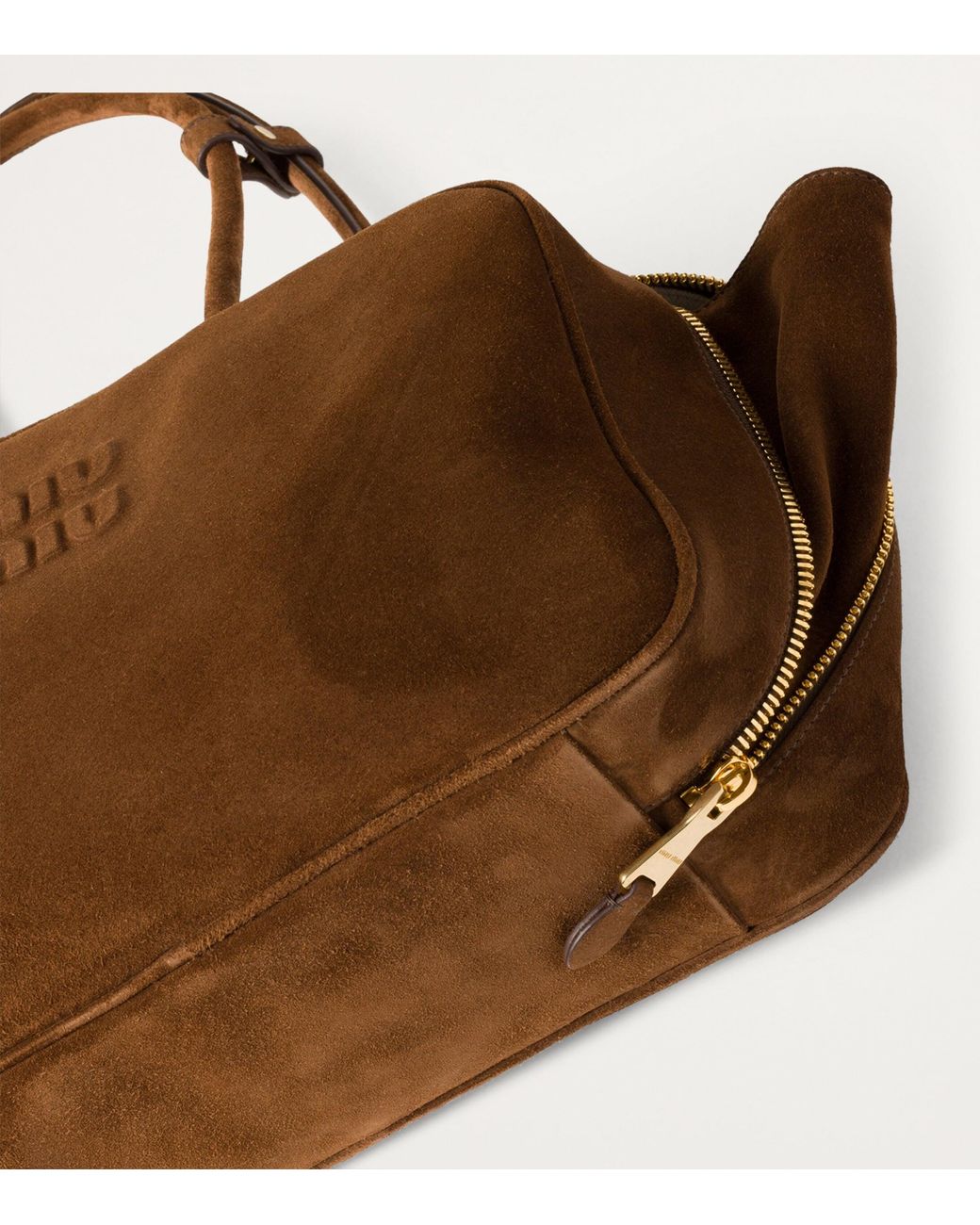 Miu Miu Brown Suede Beau Top-Handle Bag