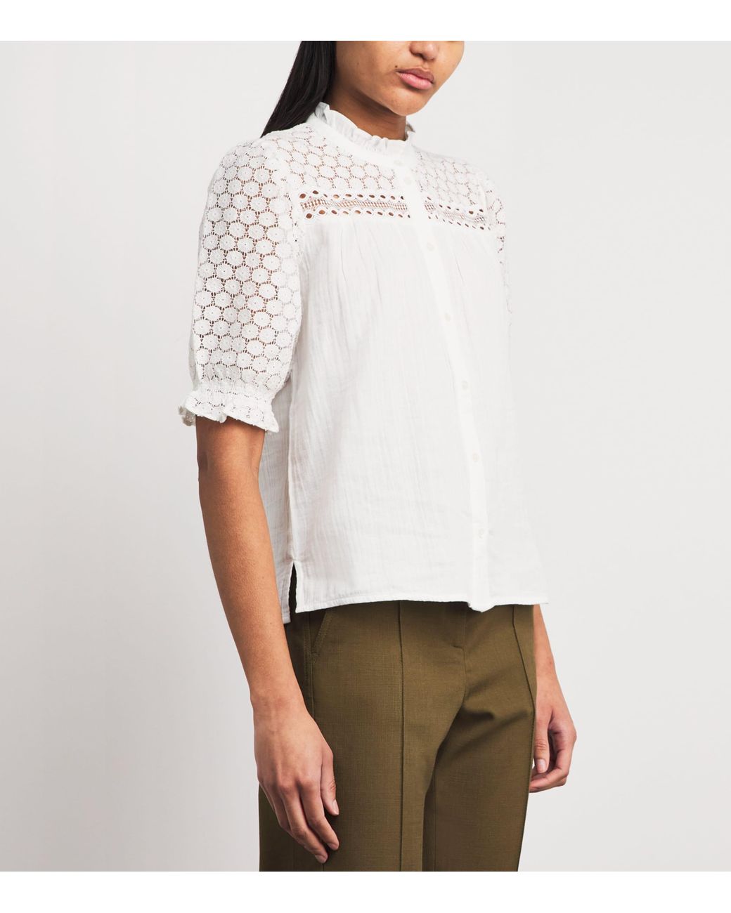 ME+EM White Cotton Cheesecloth Blouse