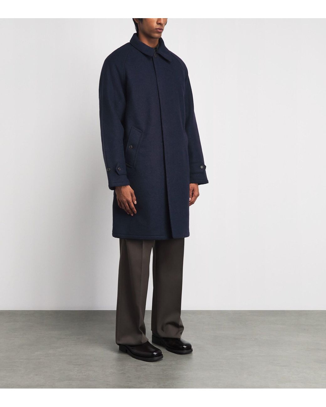Polo Ralph Lauren Blue Wool Tweed Langdon Walking Coat for men