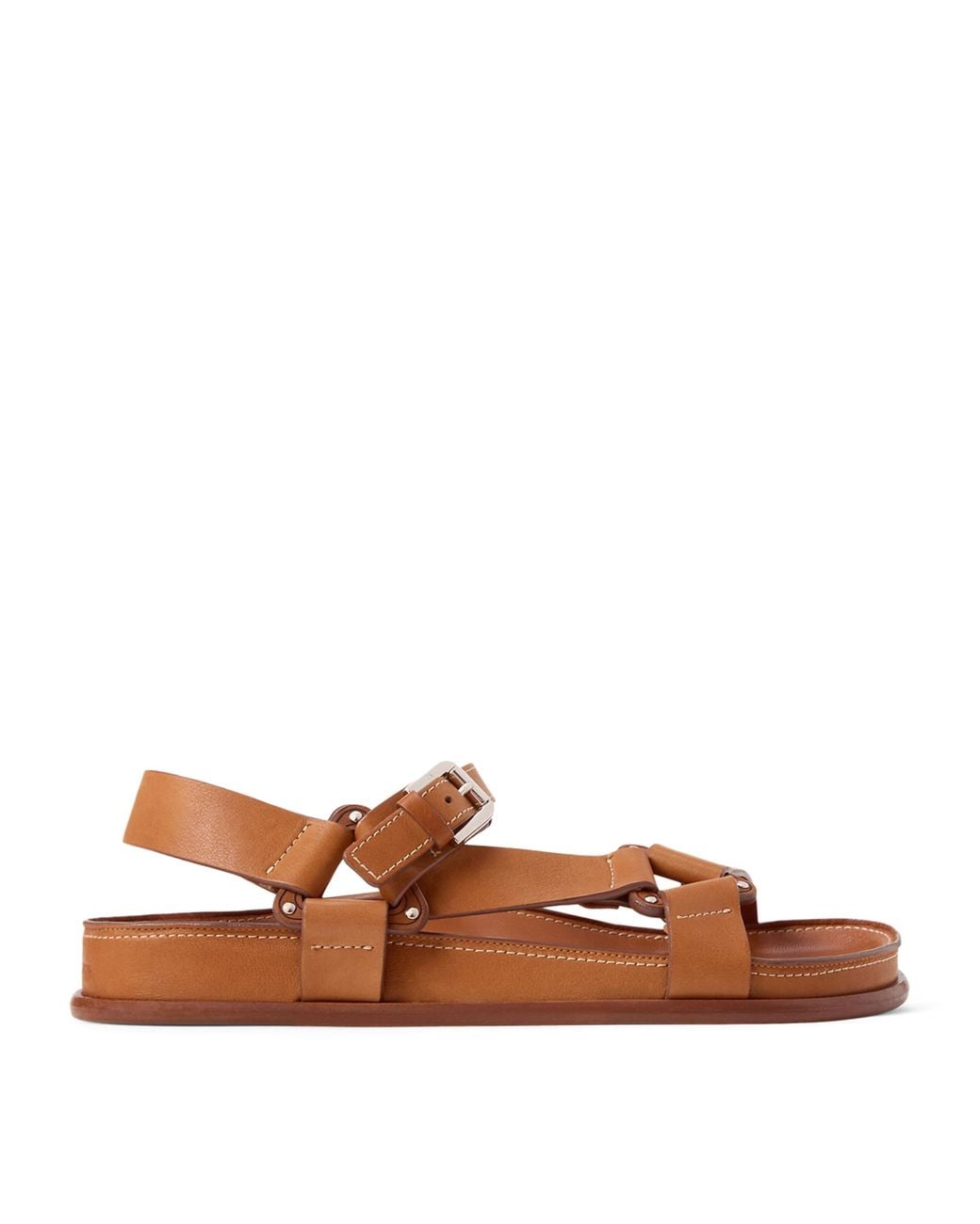 Ralph Lauren Brown Leather Nolen Flat Sandals