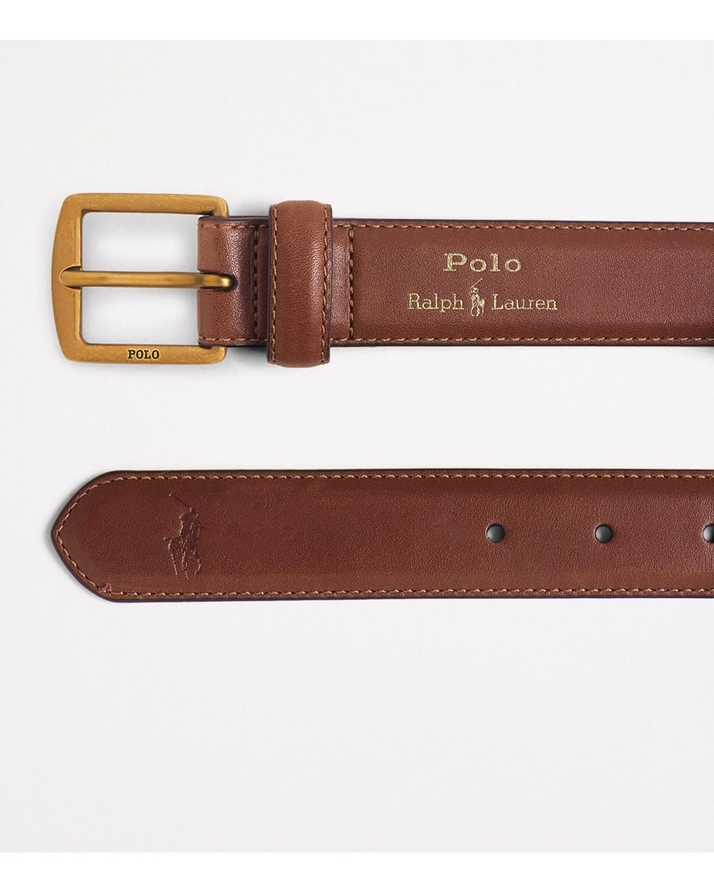 Polo Ralph Lauren Brown Silver Branded Leather Belt for men