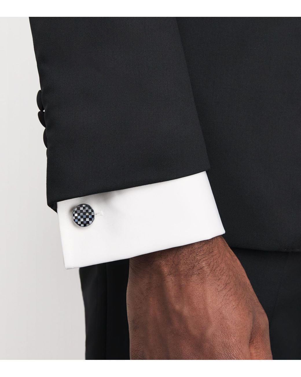 Tateossian White Thompson Onyx Checkerboard Cufflinks And Studs Set for men