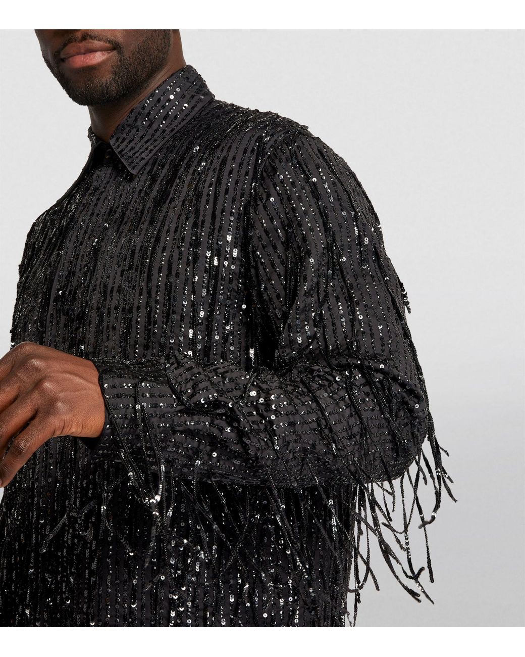 Amiri Embellished Fringe Shirt in Black for Men | Lyst UK