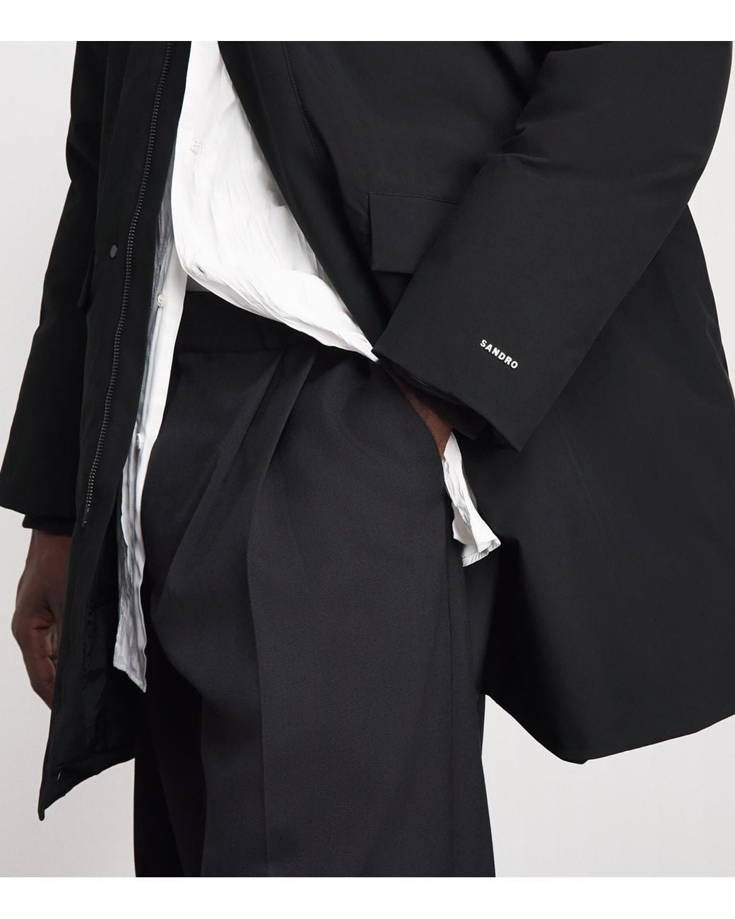 Sandro Black Padded Long Parka for men
