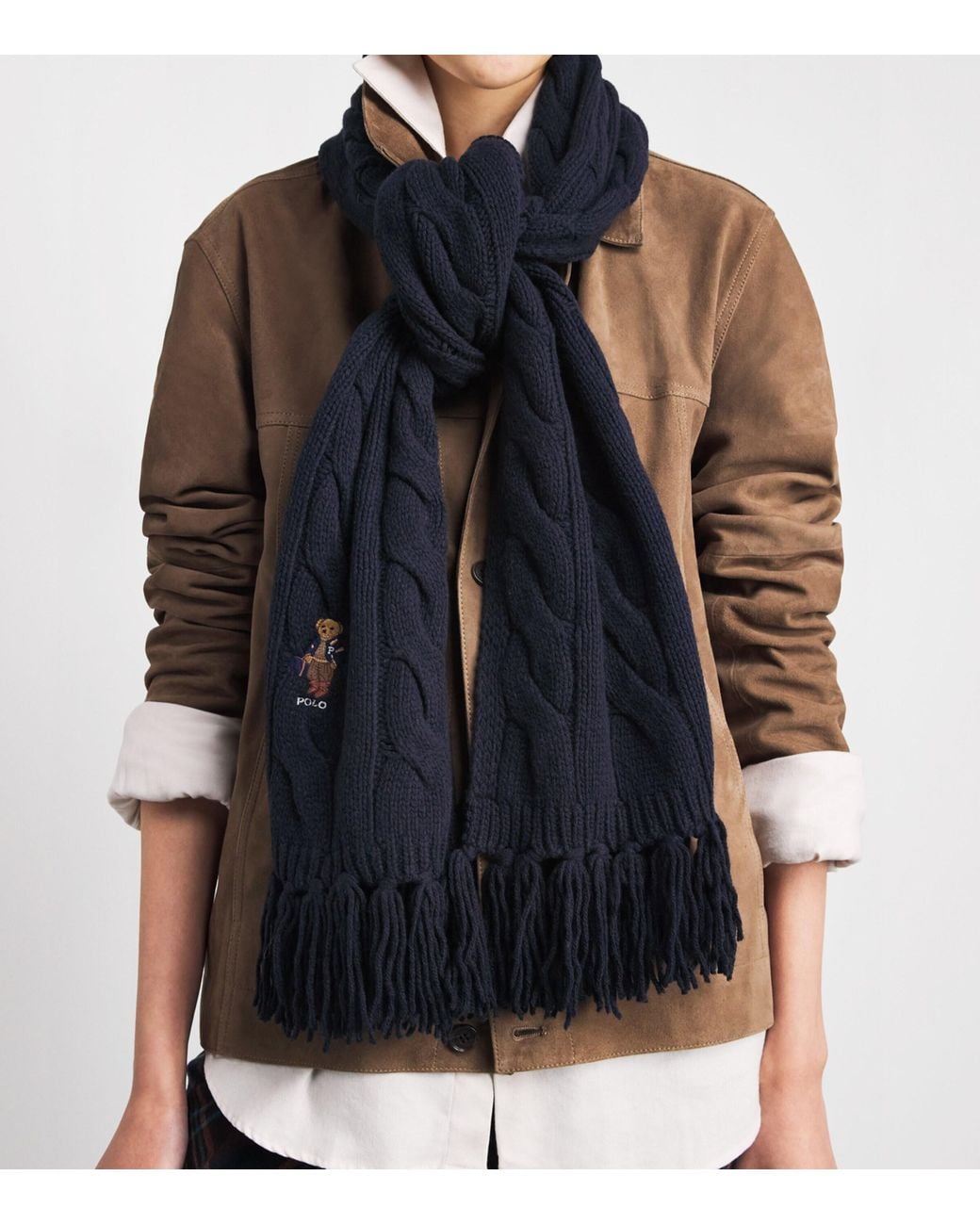 Netting Wool Polo Ralph Lauren Wool-Blend Cable-Knit Bear Scarf in Blue | Lyst UK