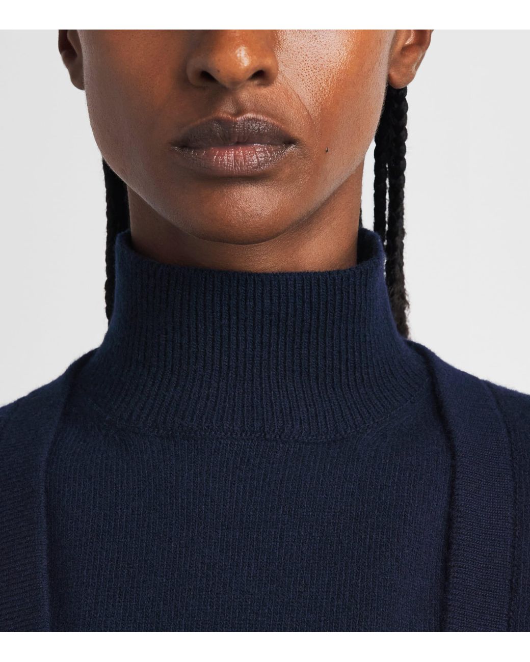 Safiyaa Blue Wool-Cashmere Sleeveless High-Neck Sweater