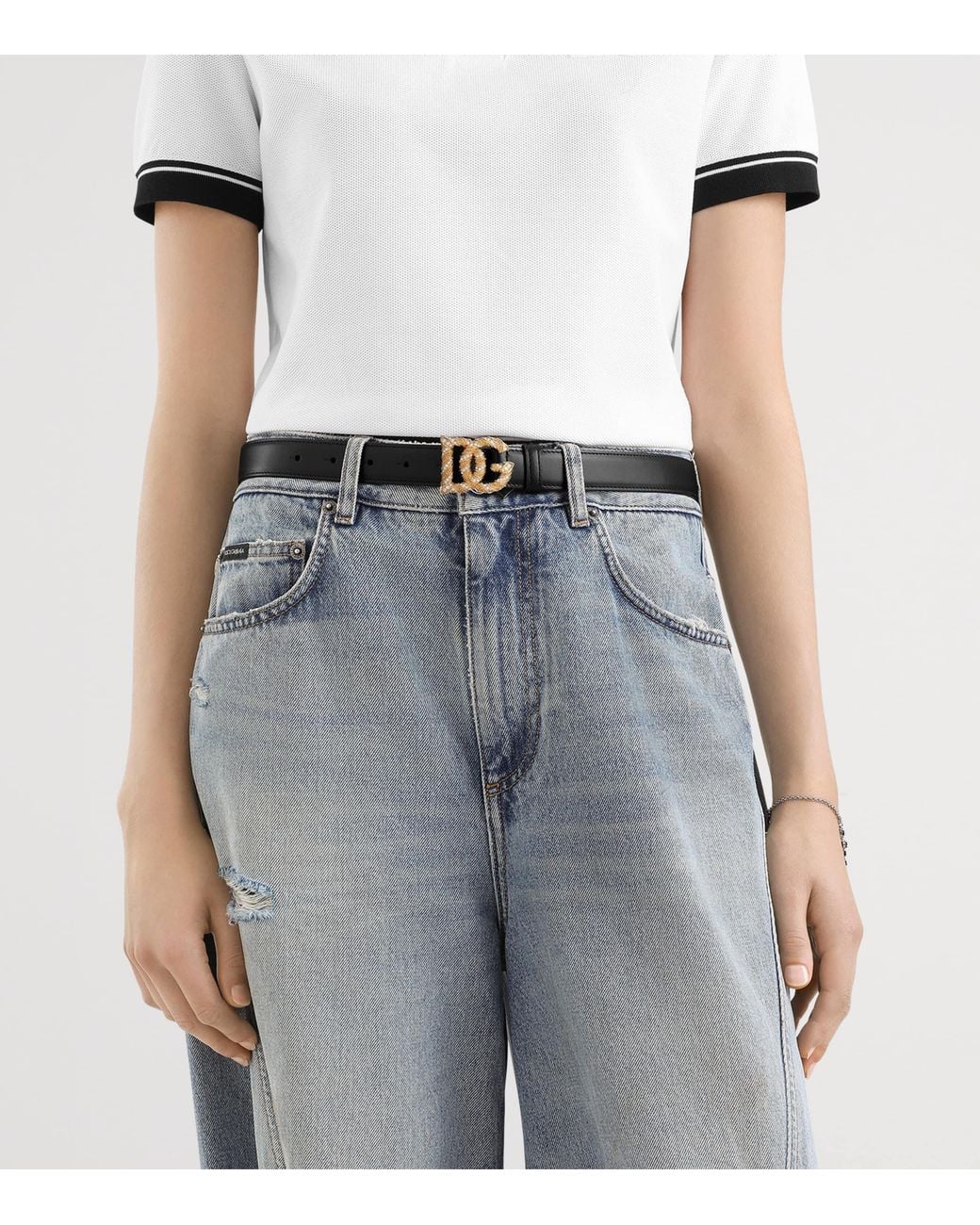 Dolce & Gabbana Black Calfskin Logo Belt