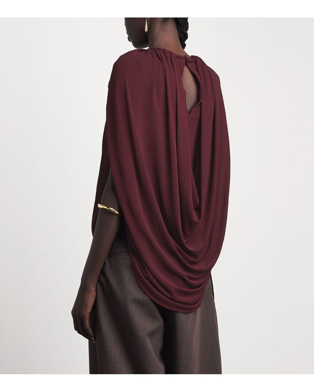 Brandon Maxwell Red Draped Astor Top