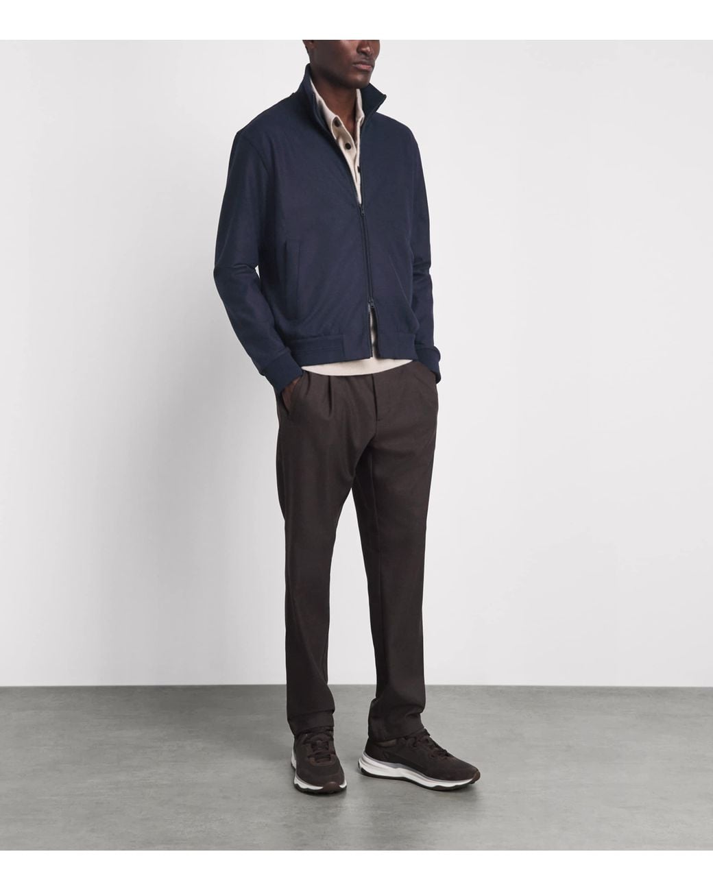 Herno Blue Knitted Bomber Jacket for men