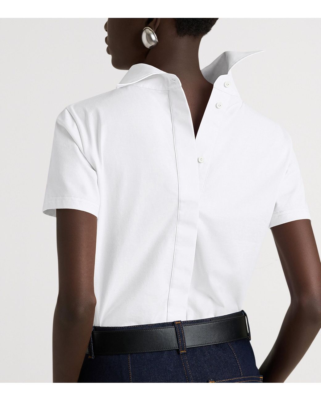 Givenchy White Cotton Reverse Collar T-Shirt