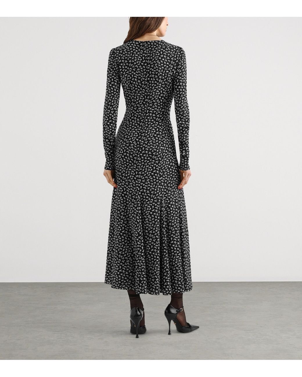 Dolce & Gabbana Black Stretch-Silk Charmeuse Floral Midi Dress
