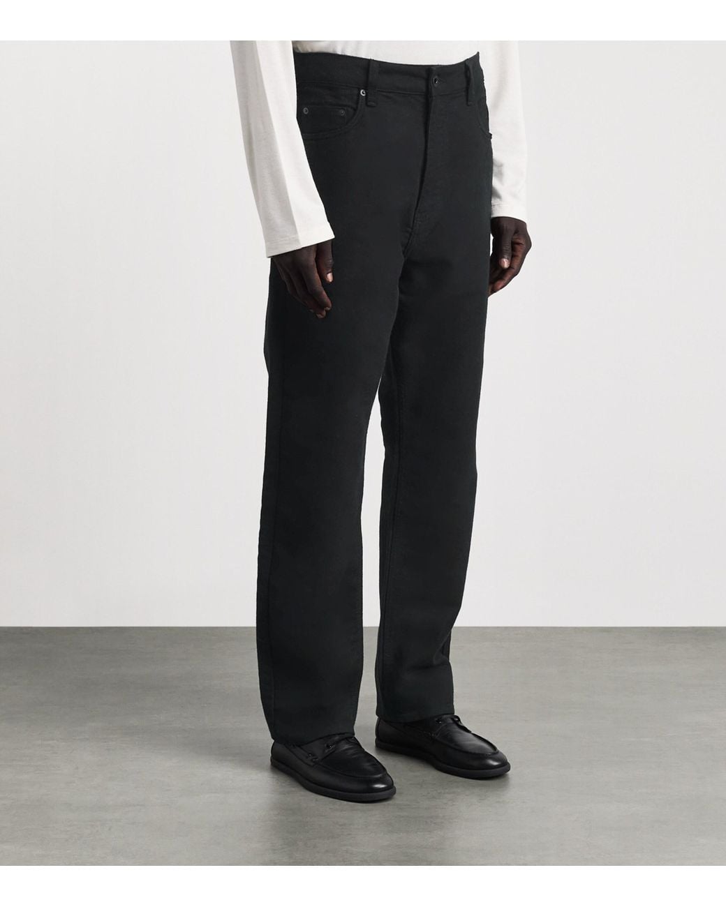 Studio Nicholson Black Moleskin Straight Riso Trousers for men