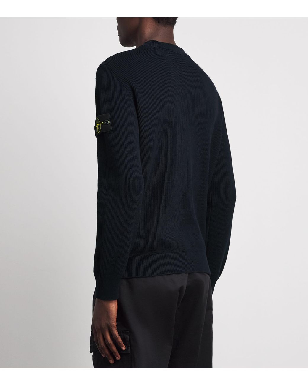 Stone Island Blue Ribbed Compass Patch Sweatshirt for men