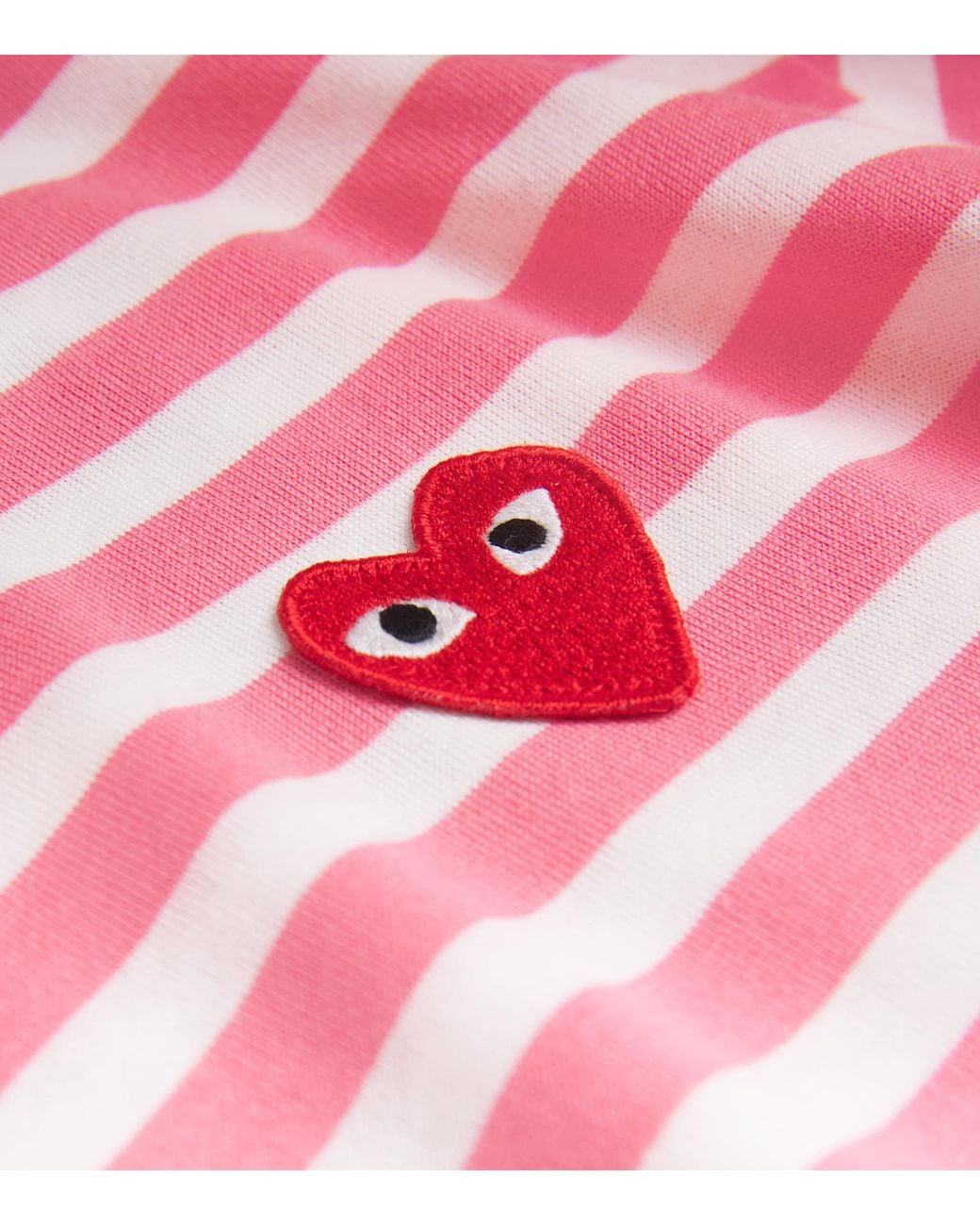 COMME DES GARÇONS PLAY Pink Heart Logo Striped T-Shirt for men