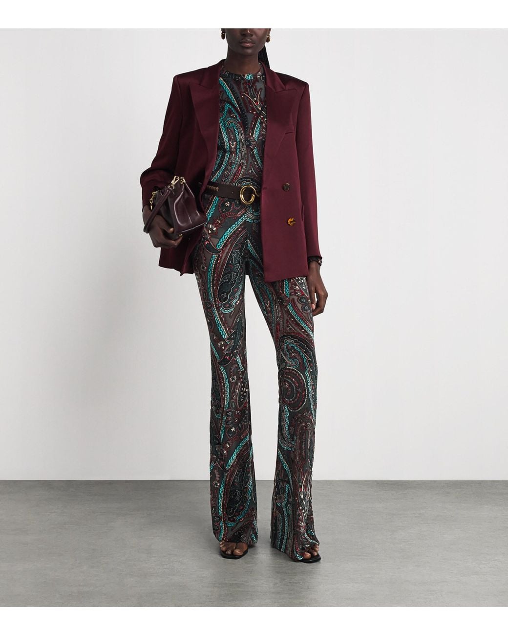 Etro Black Appliqué-Mesh Top