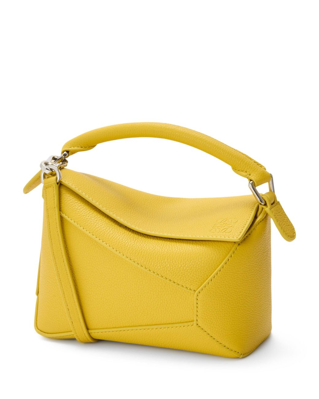 Loewe Yellow Mini Leather Puzzle Edge Top-Handle Bag