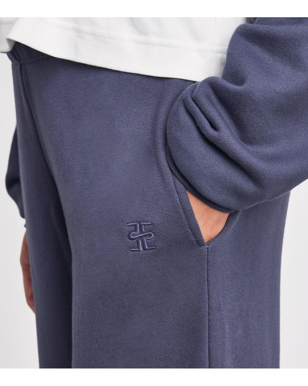 ÉTERNE Blue Cotton-Blend Wide-Leg Sweatpants