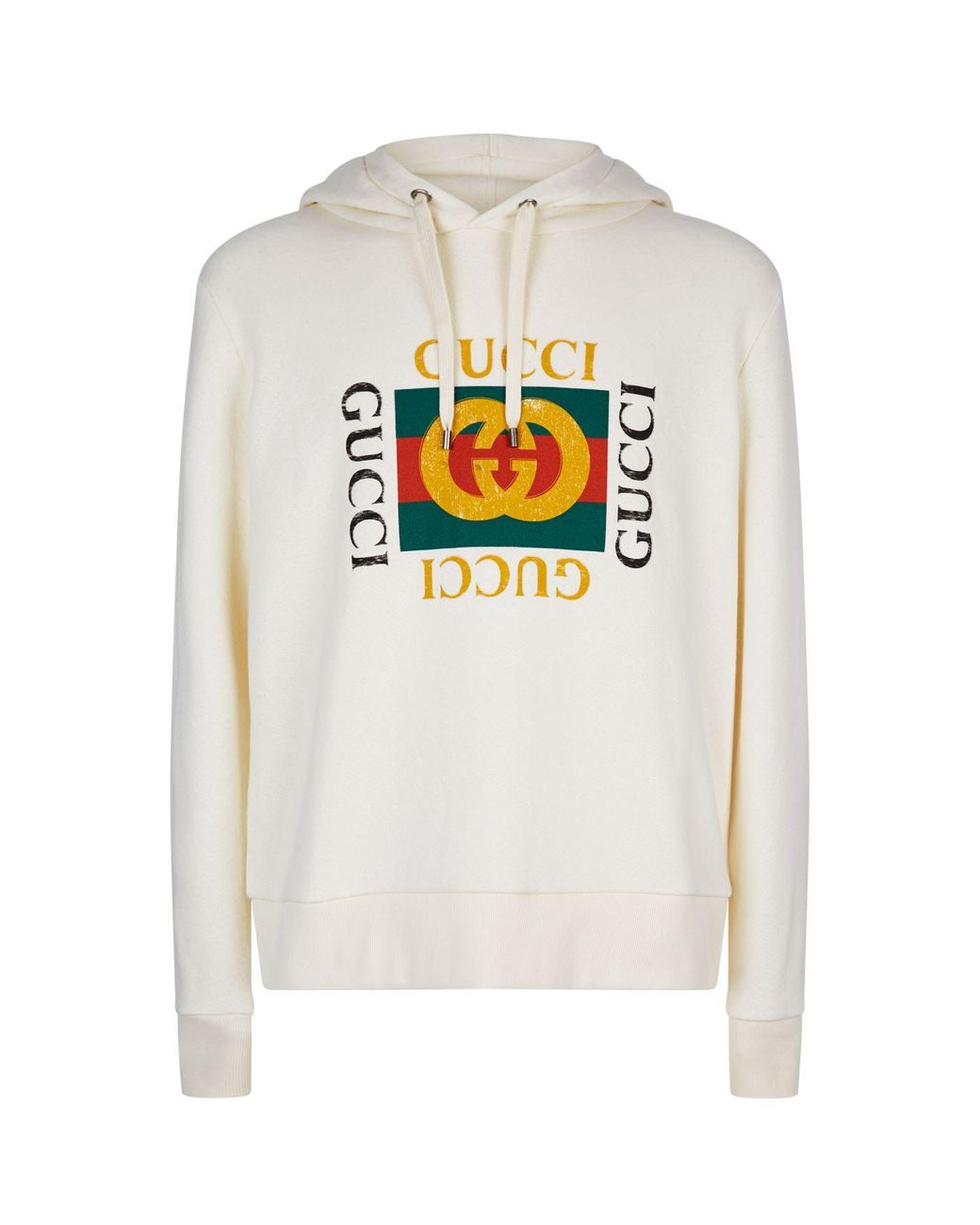 Gucci Fleece Logo Hoodie in Ivory,Black (White) for Men - Save 16% - Lyst