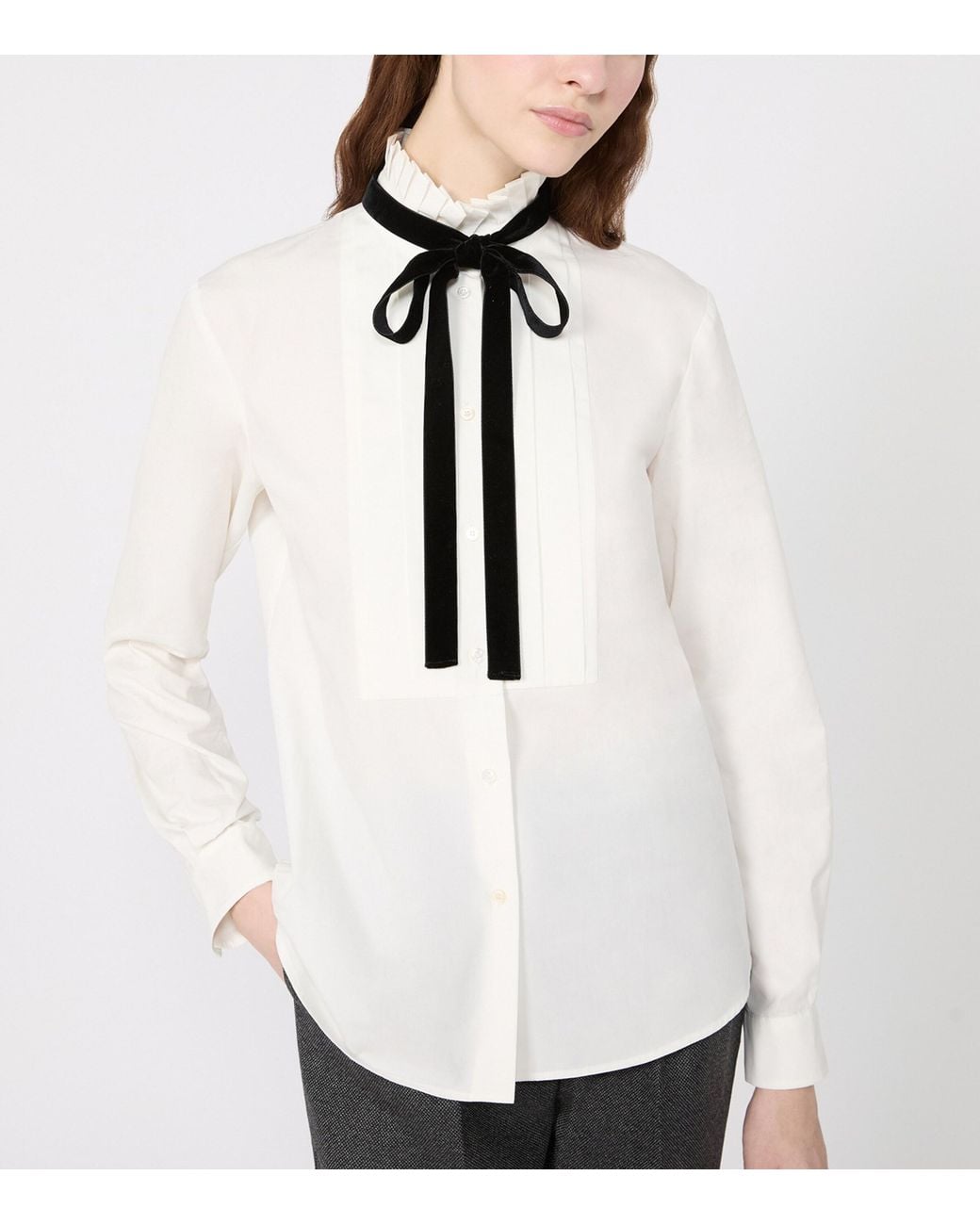 Weekend by Maxmara White Cotton Tie-Detail Blouse