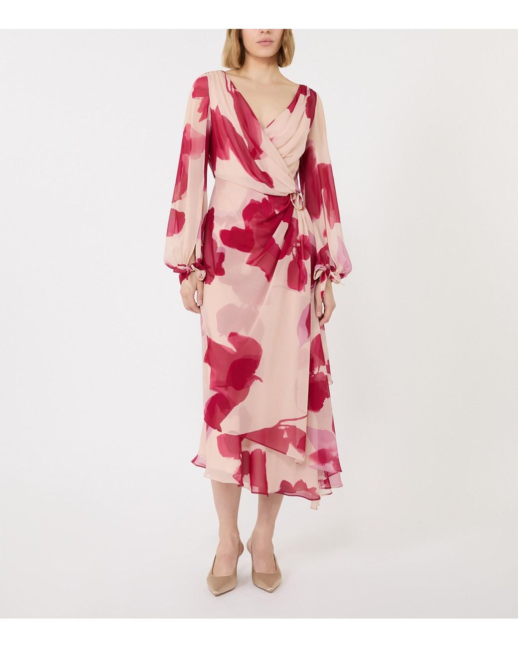 Max Mara Red Printed Georgette Dress
