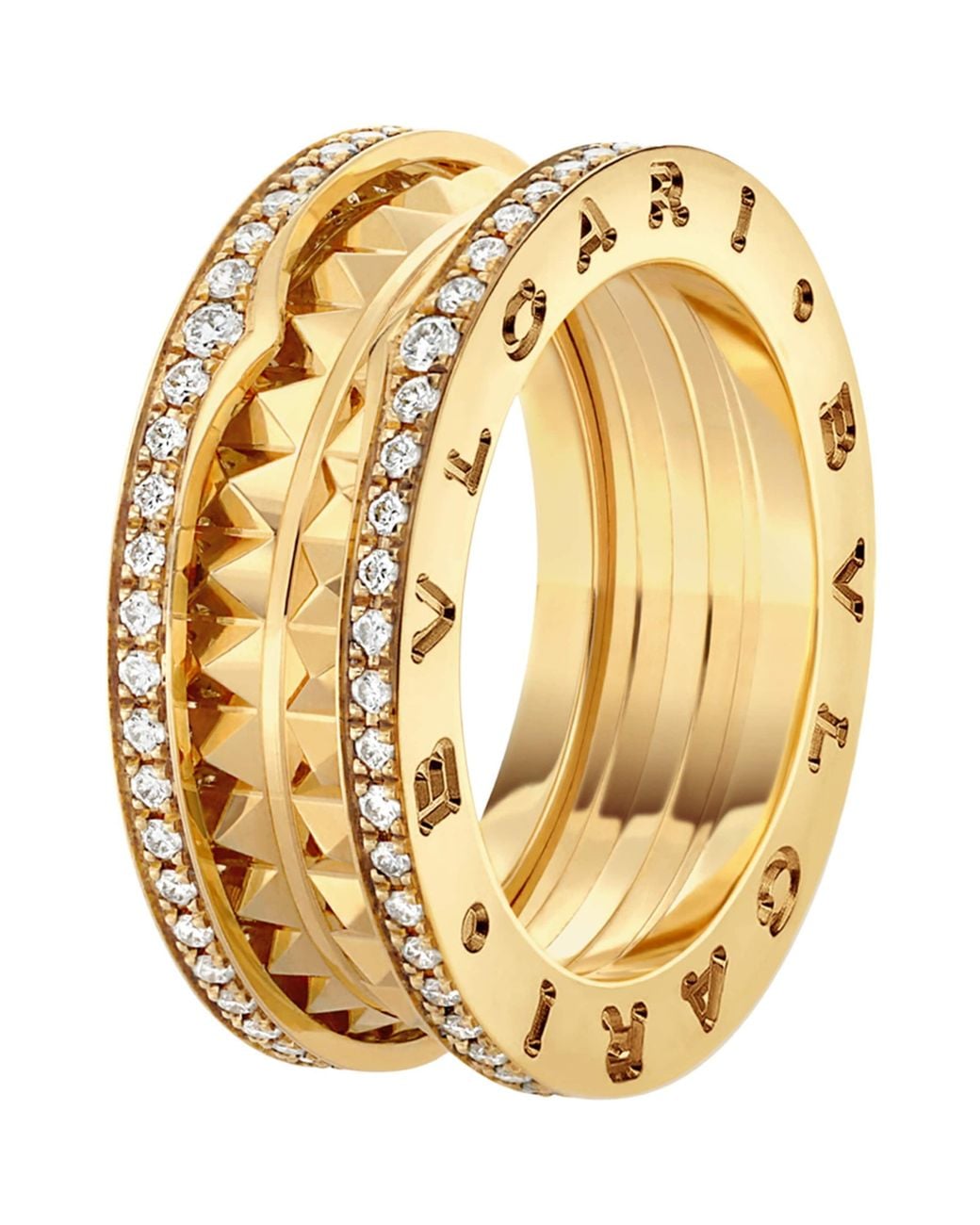 BVLGARI Metallic And Diamond B.Zero1 Rock Two-Band Ring