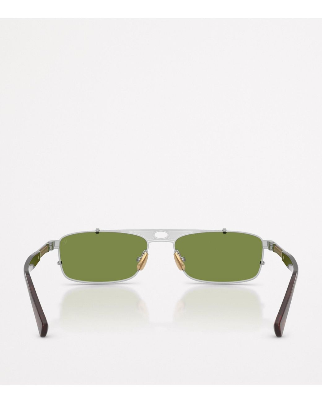 Brunello Cucinelli Green Titanium Rectangular Paloma Sunglasses