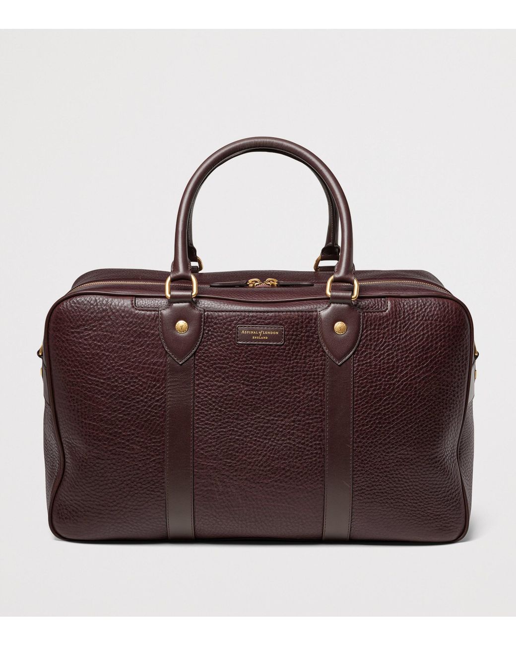 Aspinal Purple Grained Leather 36-Hour Holdall for men
