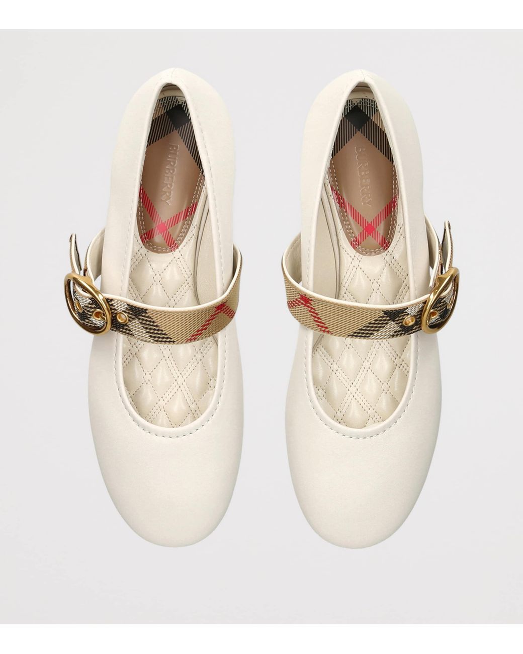 Burberry White Leather Robin Ballet Flats