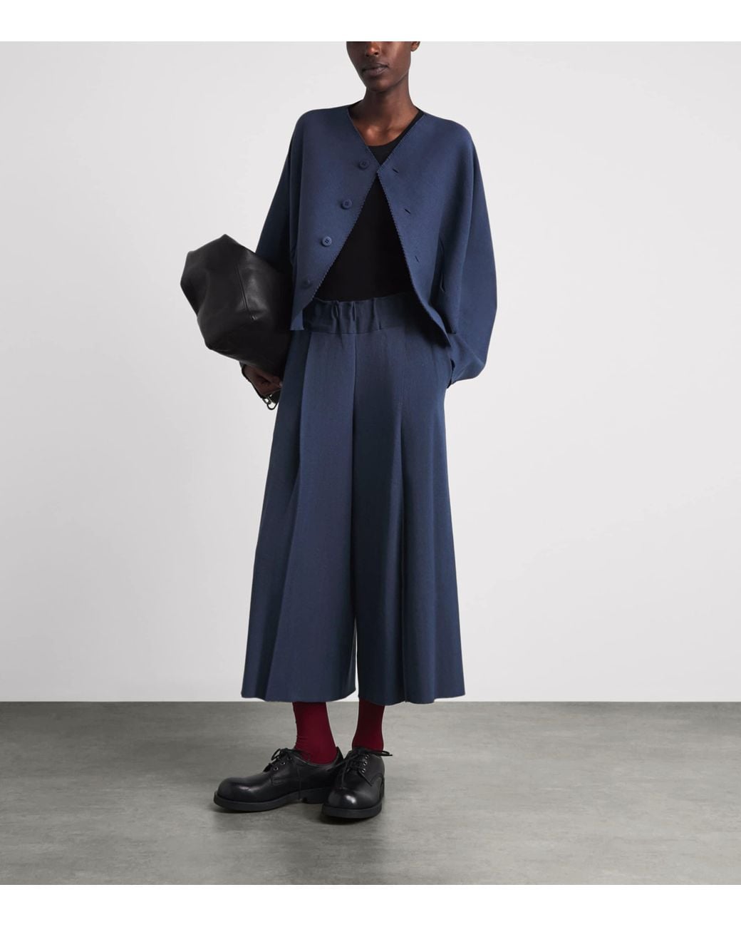 Issey Miyake Blue Cropped Campagne Wide-Leg Trousers