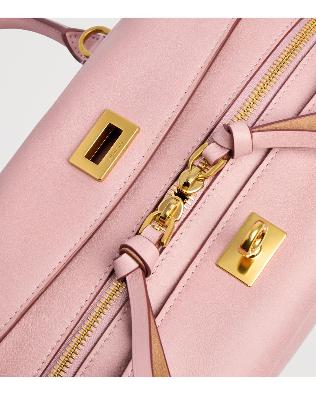 Balenciaga Pink Lambskin Le 7 Bowling Bag