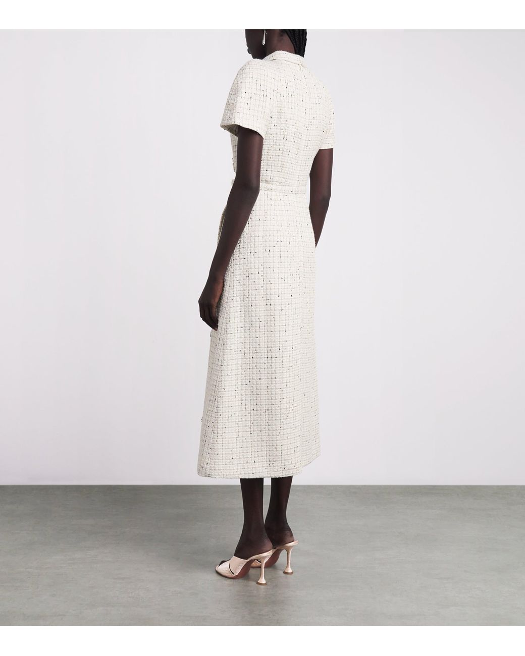 Huishan Zhang White Tweed Genevieve Midi Dress
