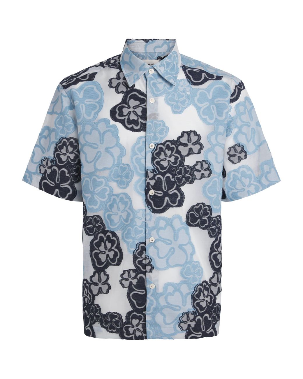 NN07 Blue Floral Jacquard Freddy Shirt for men