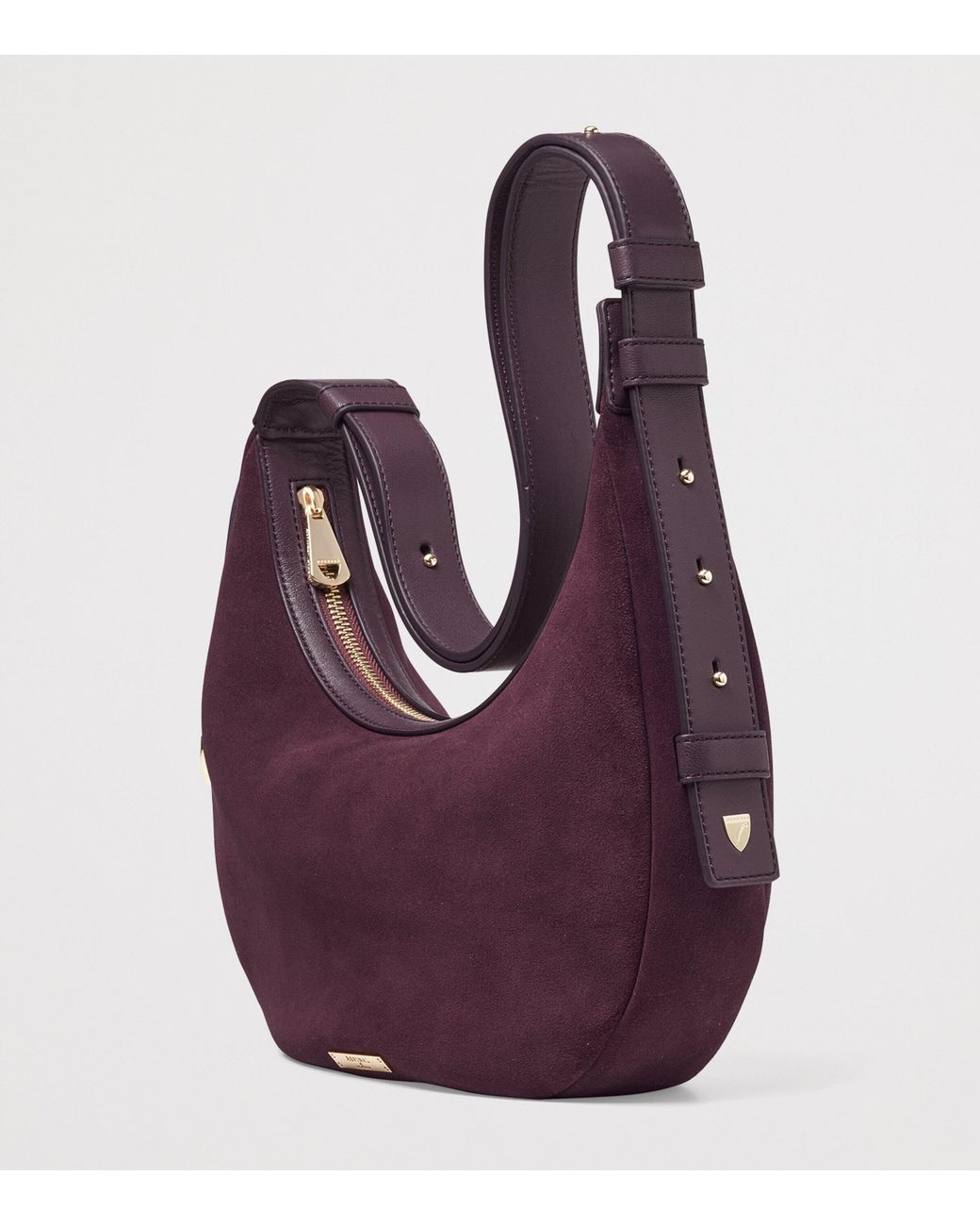 Aspinal Purple Small Leather Soho Crescent Shoulder Bag
