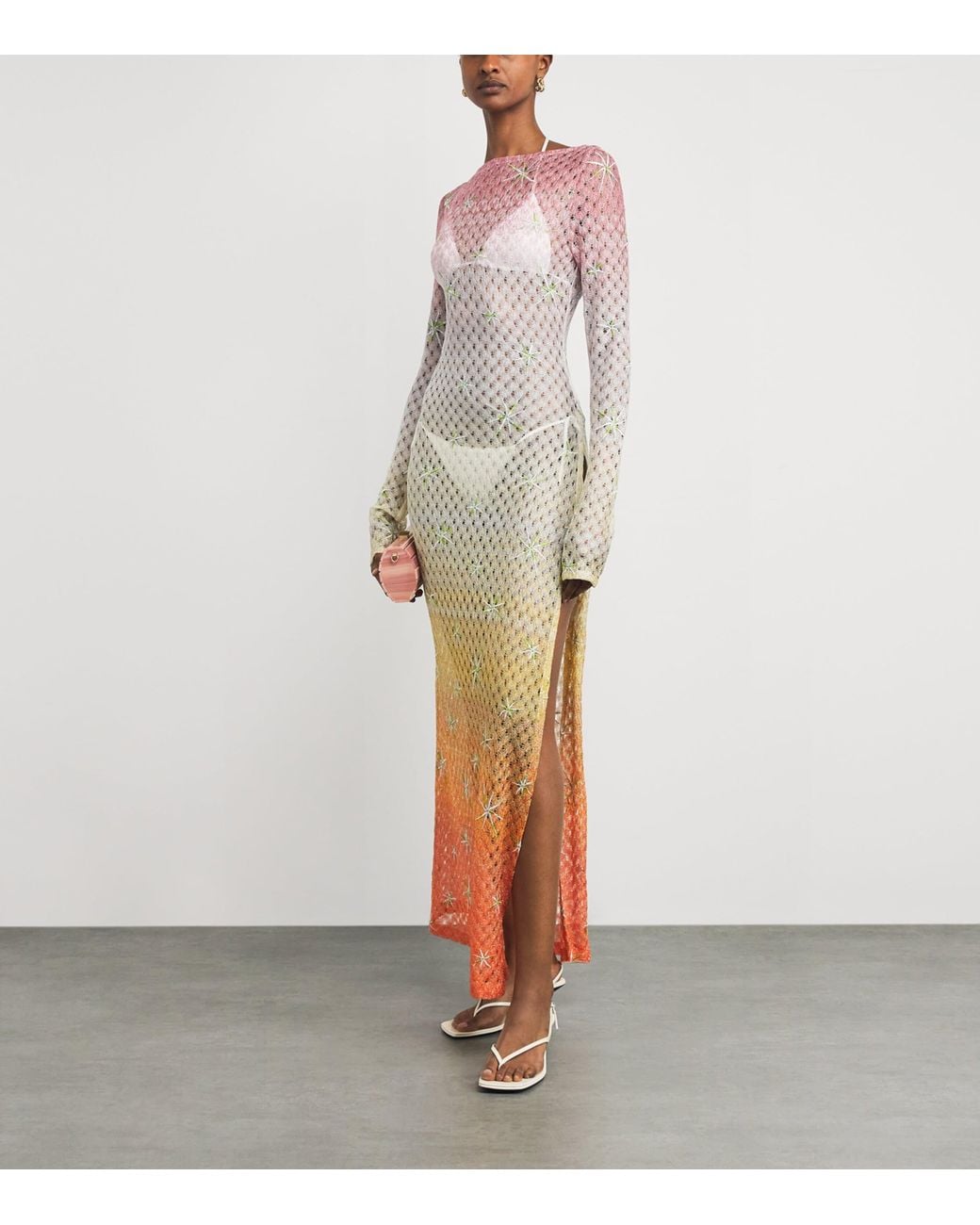 knee length dresses for ladies Missoni Embellished Metallic Crochet-Knit Mini Dress – Runway Catalog main image 0