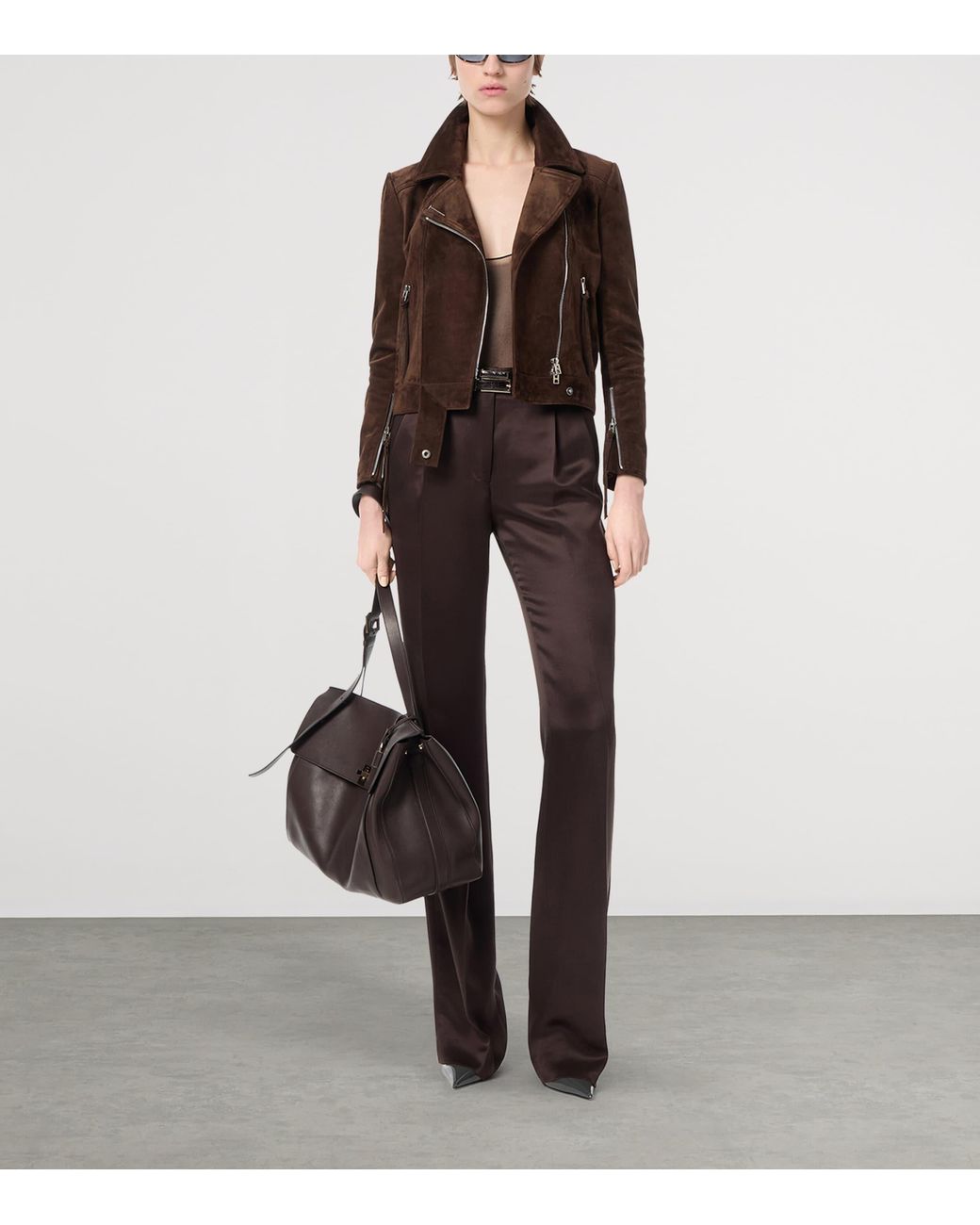 Tom Ford Brown Silk Tailored Trousers