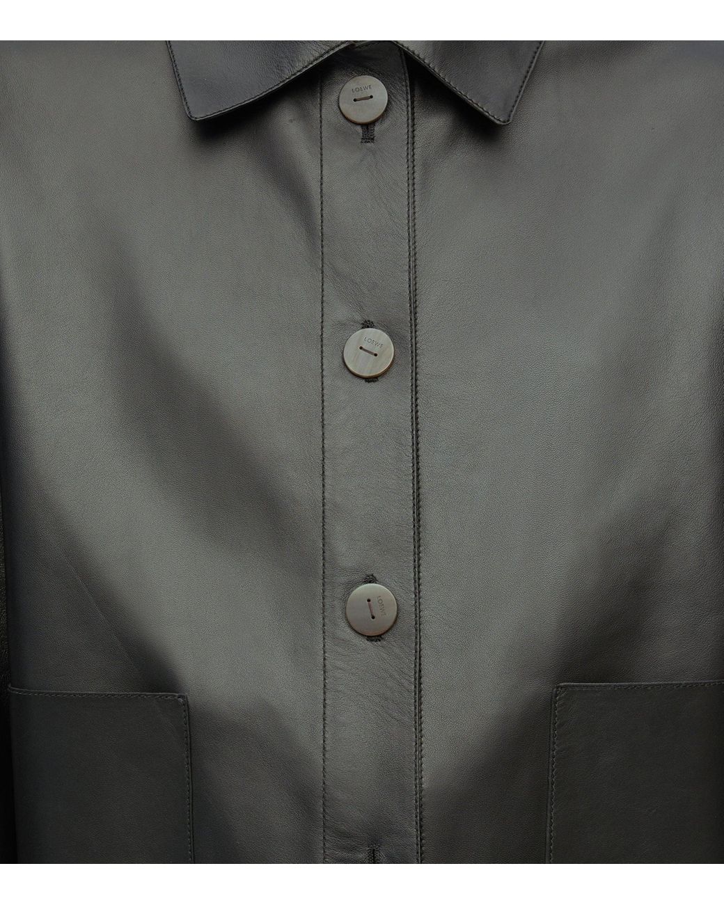 Loewe Black Leather Collared Jacket