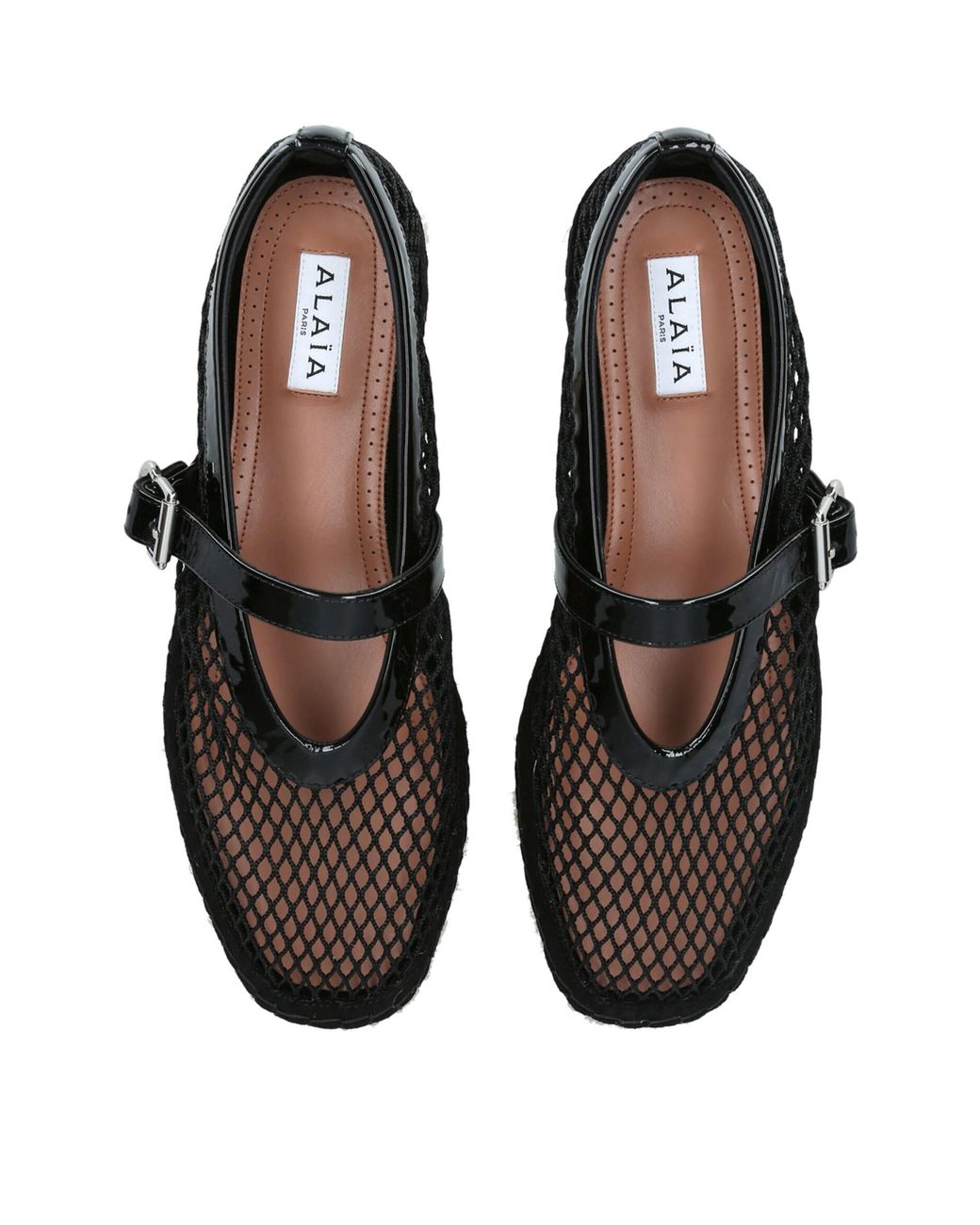 Alaïa Black Mesh-Leather Espadrille Ballet Flats