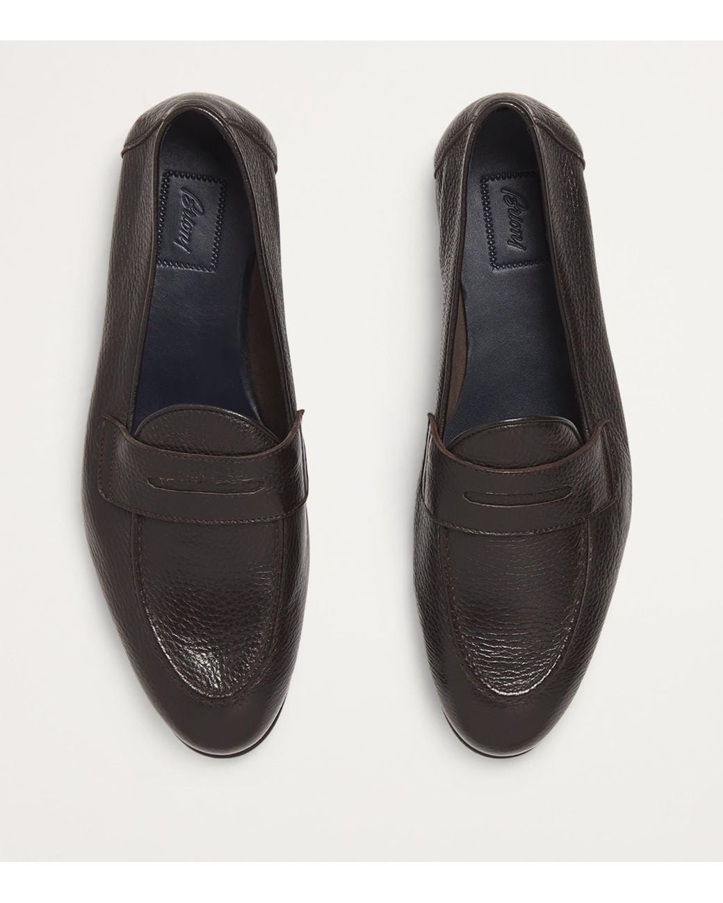 Brioni Gray Leather Appia Loafers for men