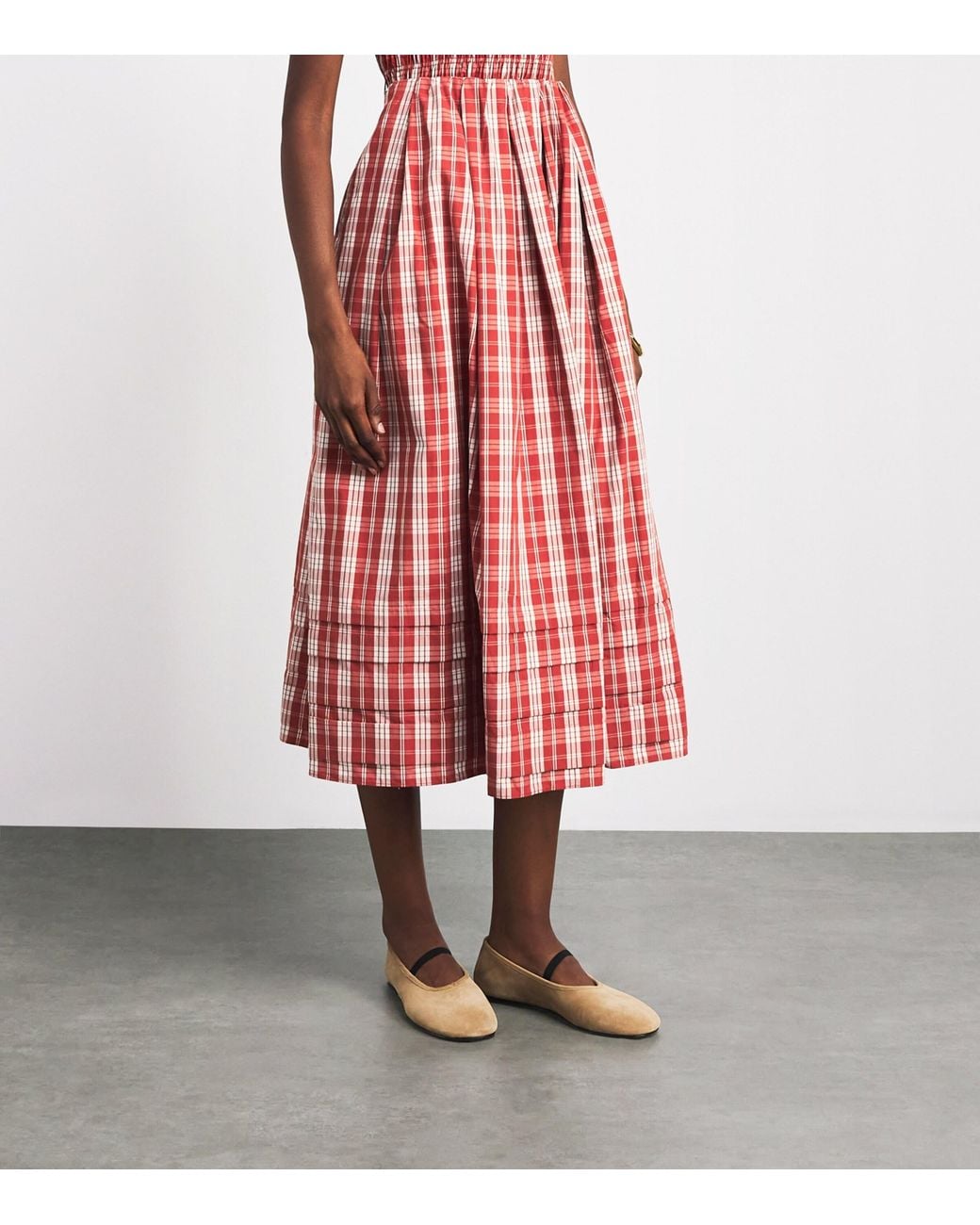 Faithfull The Brand Red Cotton Cales Midi Skirt