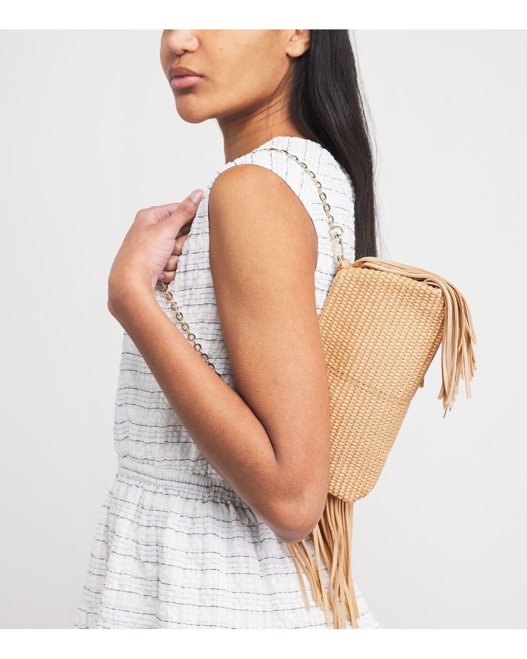 Maje Natural Raffia Miss M Clutch Bag