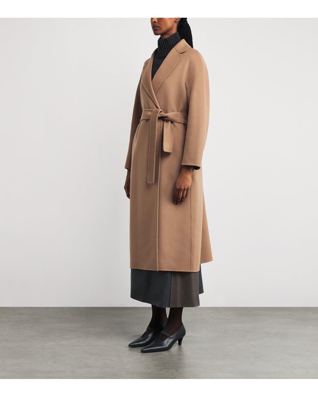 Max Mara Brown Virgin Wool Wrap Coat