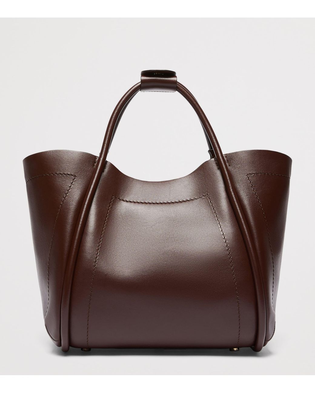Max Mara Brown Leather Marine Top-Handle Bag