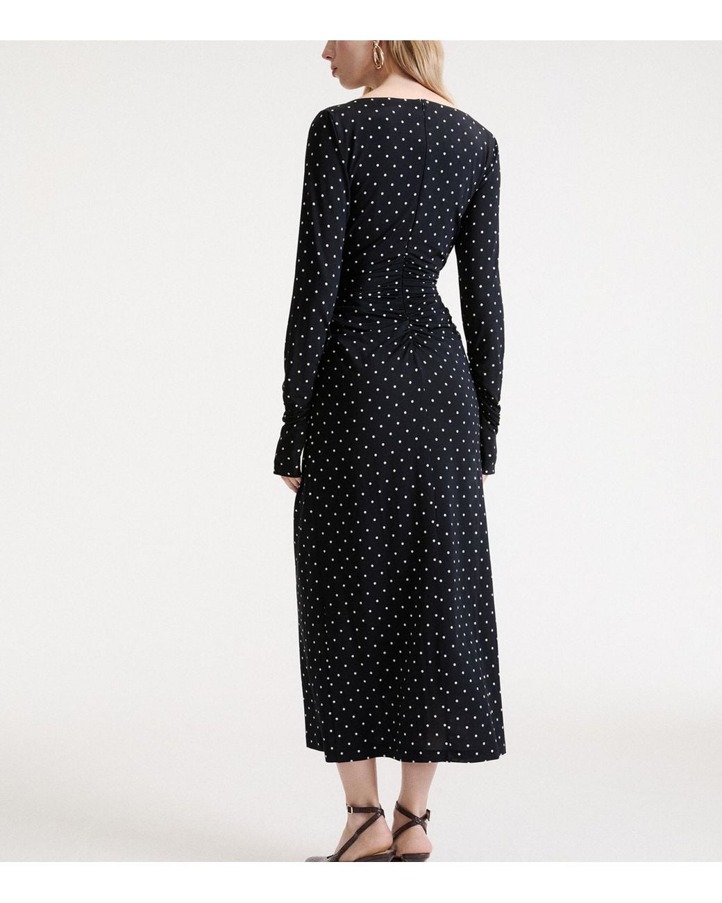 Marella Black Jersey Polka-Dot Maxi Dress