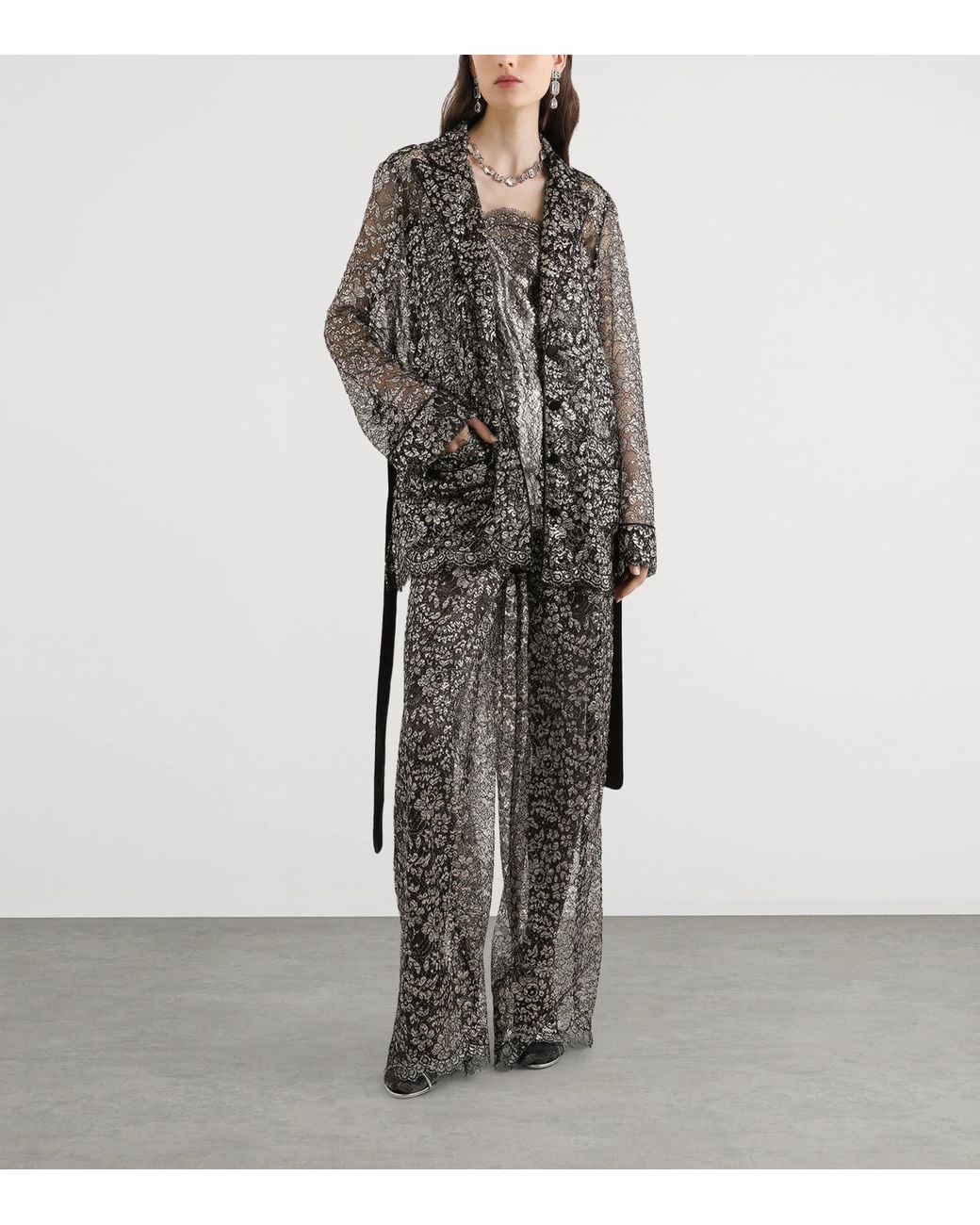 Dolce & Gabbana Black Floral Lace Blazer